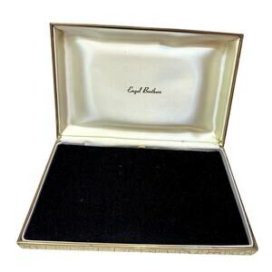 Engle Brothers Vintage Crocodile Skin Clamshell Jewelry Box Yellow Black Velvet